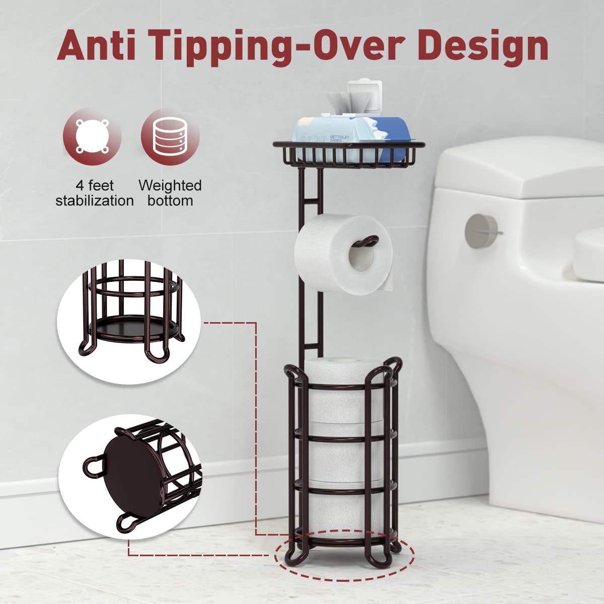 Slim Toilet Paper Holder Stand